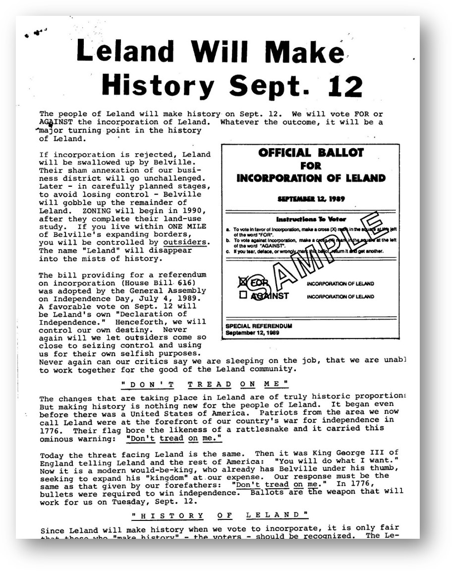 Newspaper announcing 1989 incorporation