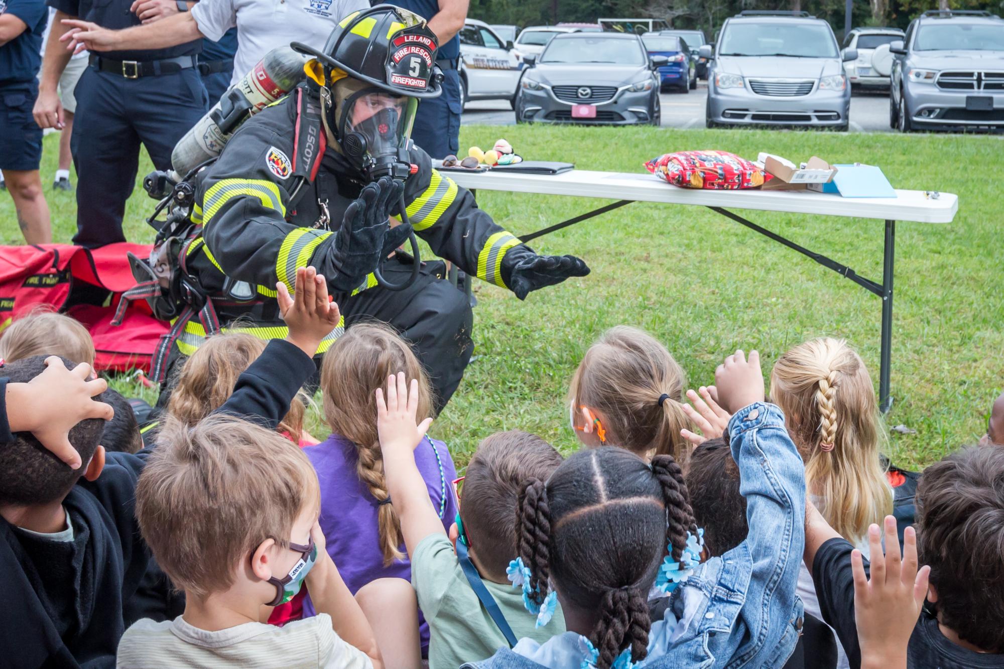 Firefighter teaching class