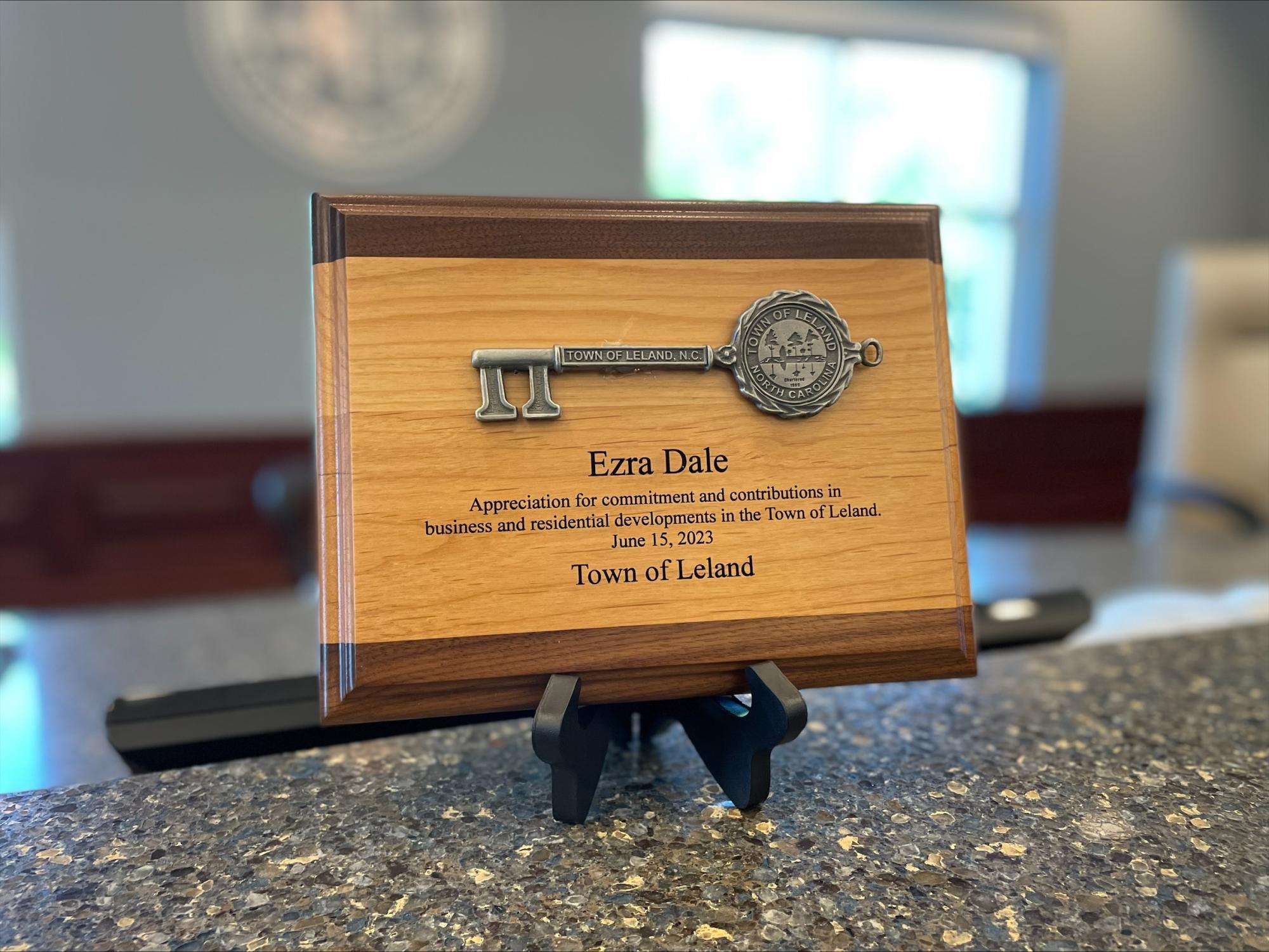 Town of Leland Key Given to Ezra Dale