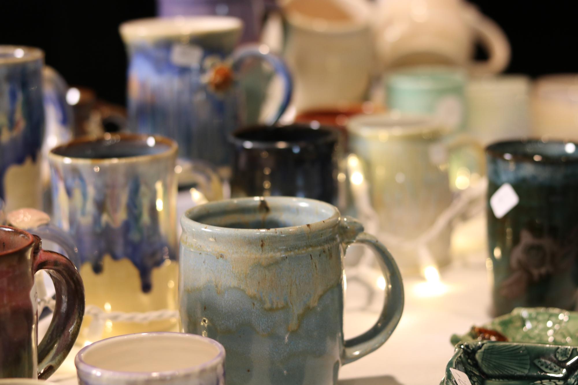 Mugs on a table 