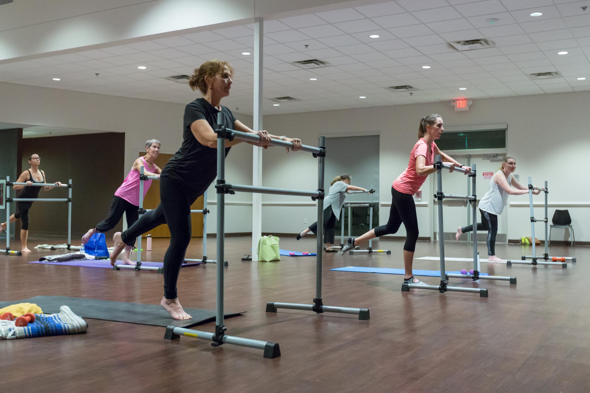 Adults in barre class