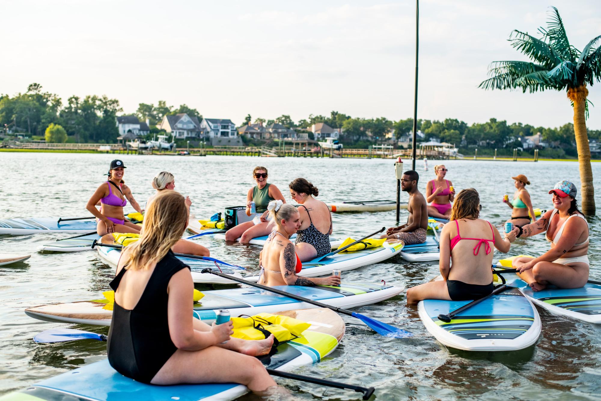 People on paddle boards in the water