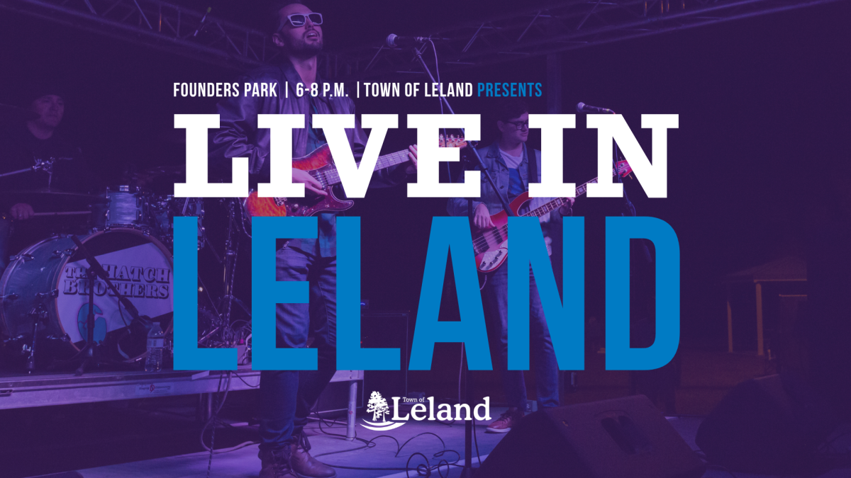 Live in Leland text overlay with band performing in background